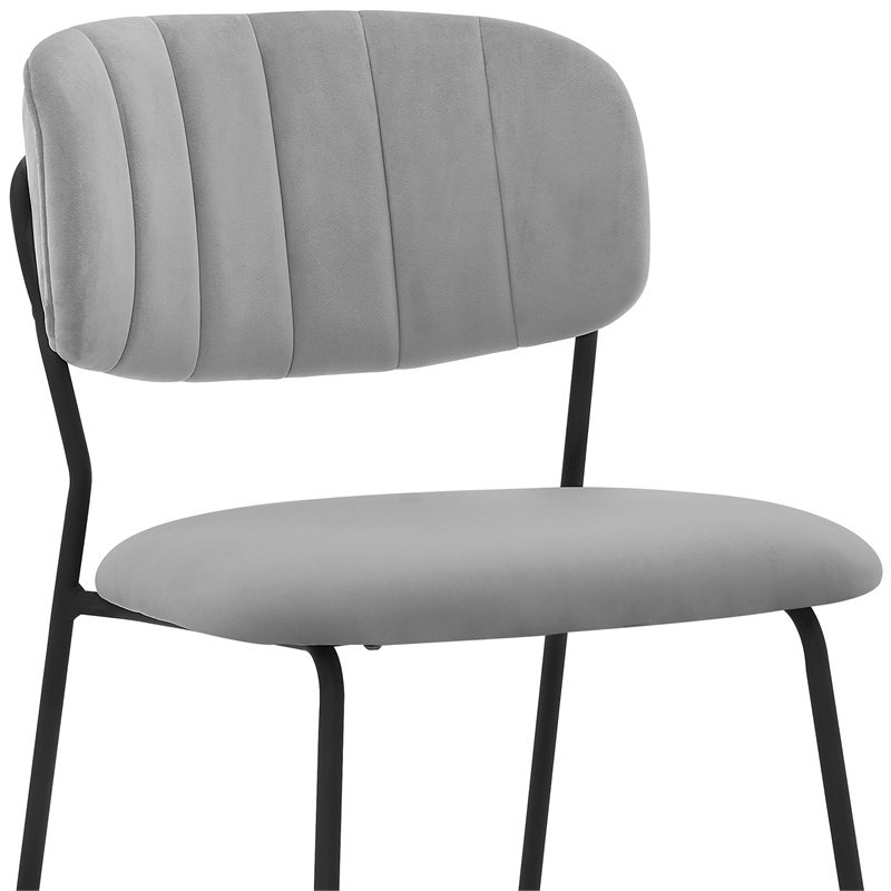 Armen Living Messina and Carlo 5-Piece Modern Velvet Dining Set in Gray/Walnut