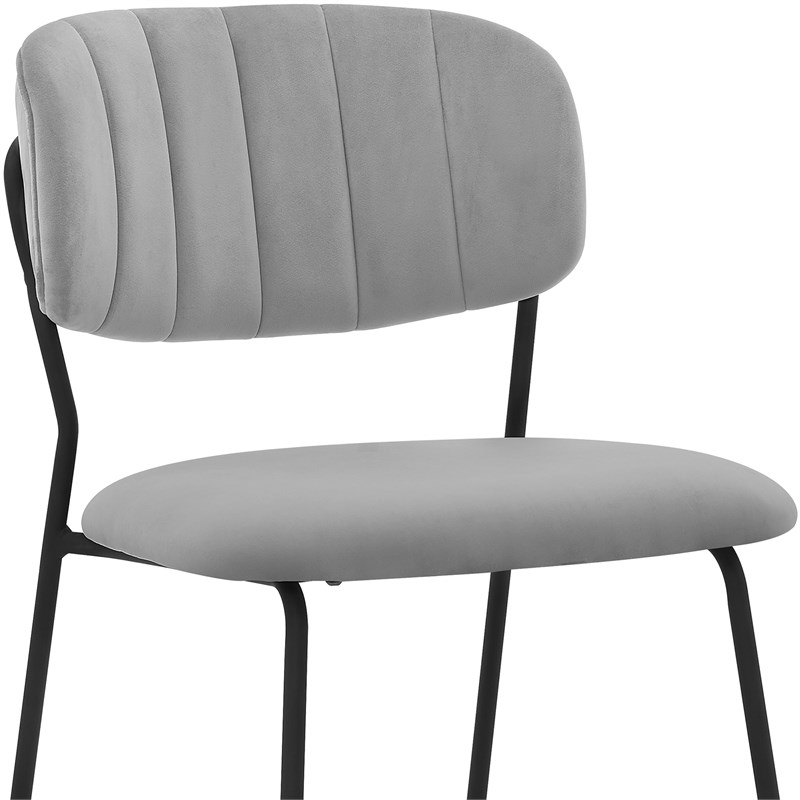 Armen Living Messina and Carlo 7-Piece Modern Velvet Dining Set in Gray/Walnut