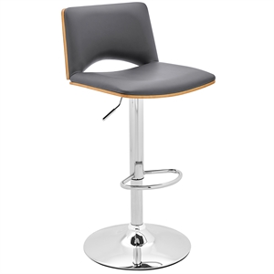 Armen Living Thierry 24-32&quot Modern Faux Leather Swivel Bar Stool in Gray/Chrome