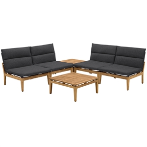 arno outdoor 6 piece teak wood seating set in charcoal olefin