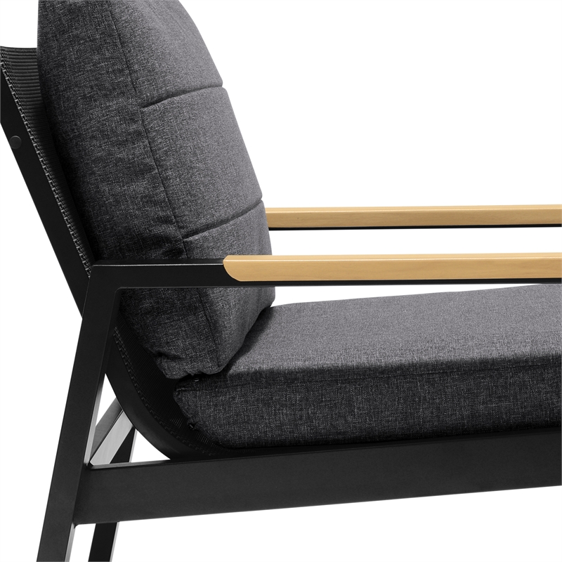 Black Aluminum Sofa Seating Set, Olefin Outdoor Furniture