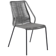 Armen Living Clip Fabric Indoor Outdoor Dining Chair in Gray/Black (Set of 2)