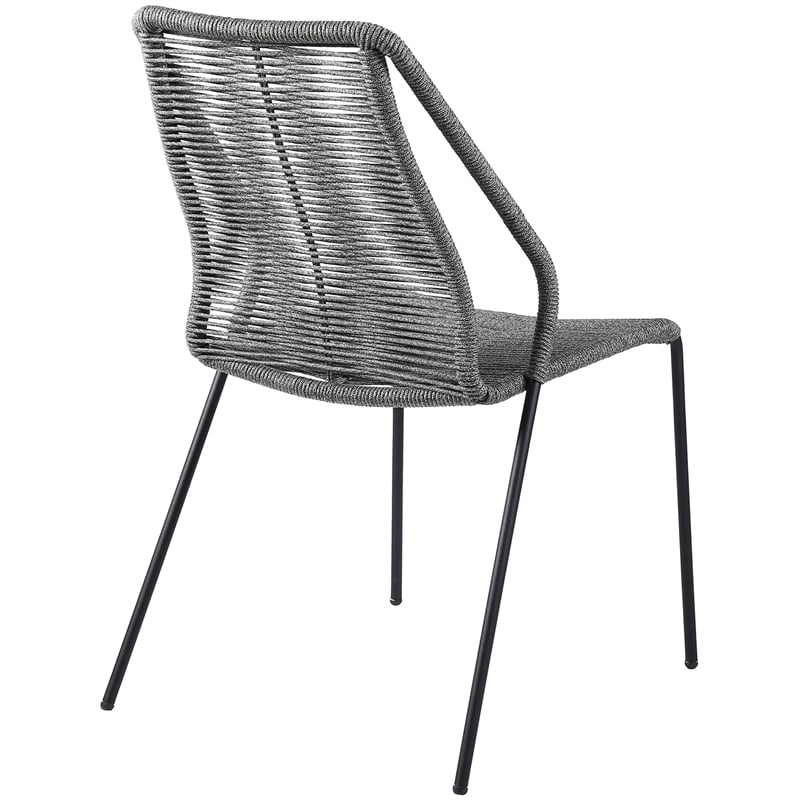 Armen Living Clip Fabric Indoor Outdoor Dining Chair in Gray/Black (Set of 2)