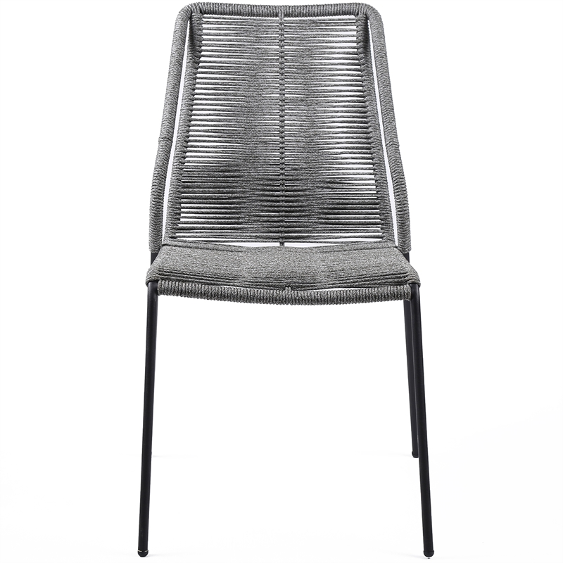 Armen Living Clip Fabric Indoor Outdoor Dining Chair in Gray/Black (Set of 2)