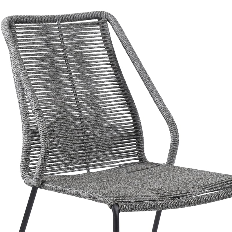 Armen Living Clip Fabric Indoor Outdoor Dining Chair in Gray/Black (Set of 2)