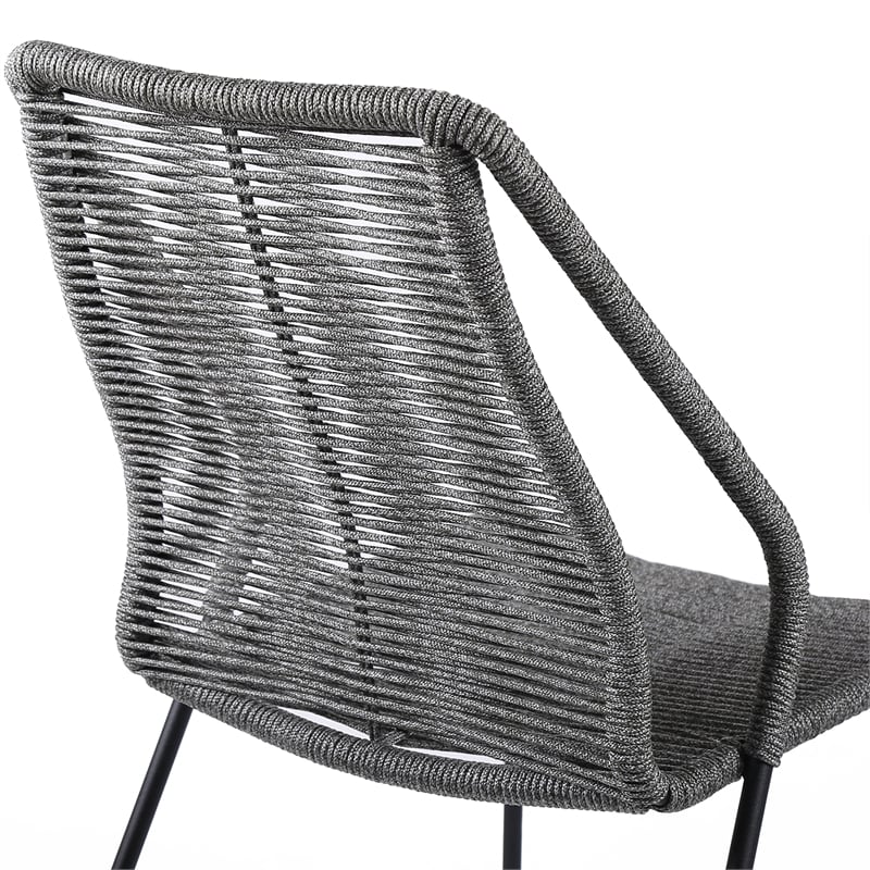 Armen Living Clip Fabric Indoor Outdoor Dining Chair in Gray/Black (Set of 2)