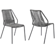 Armen Living Clip Fabric Indoor Outdoor Dining Chair in Gray/Black (Set of 2)