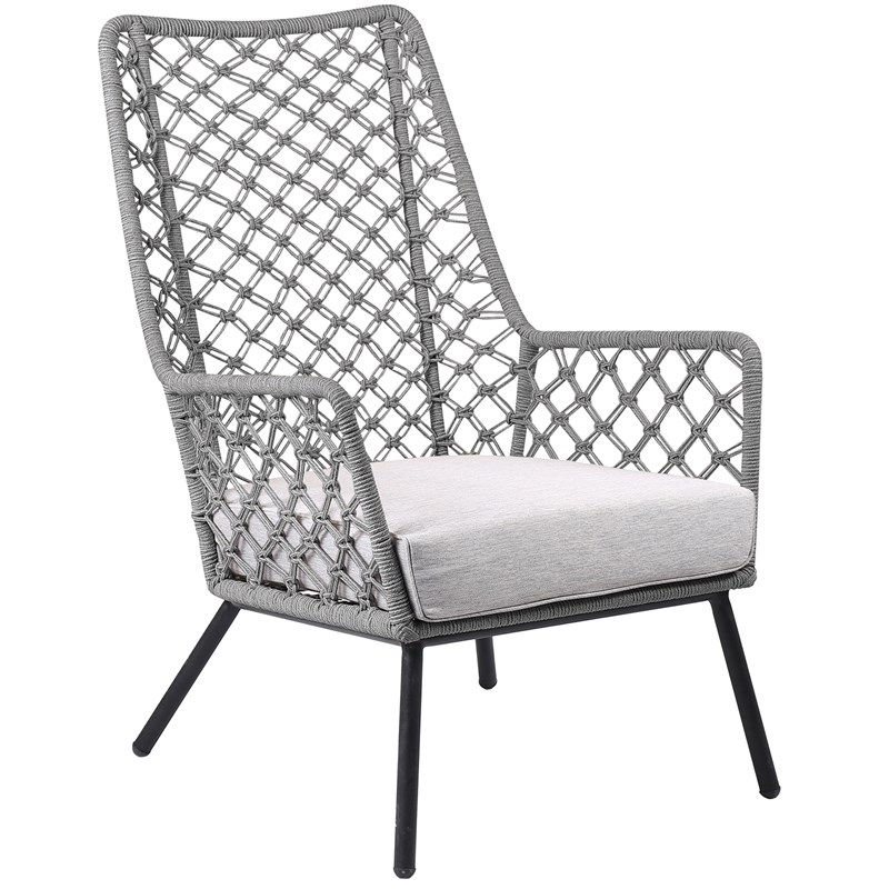 Armen Living Marco Modern Fabric/Steel Outdoor Lounge Chair in Gray