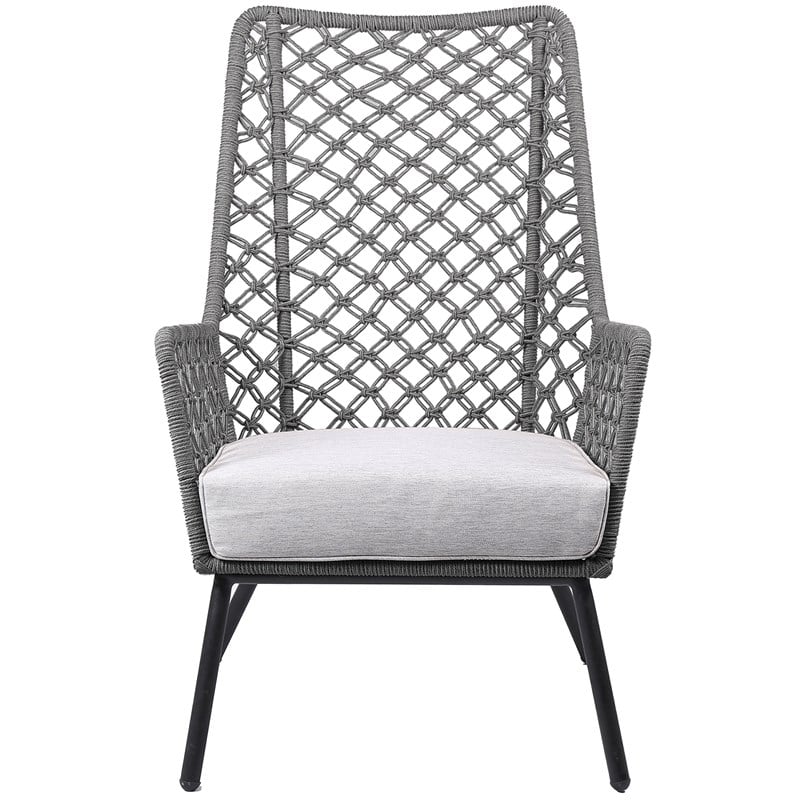 Armen Living Marco Modern Fabric/Steel Outdoor Lounge Chair in Gray