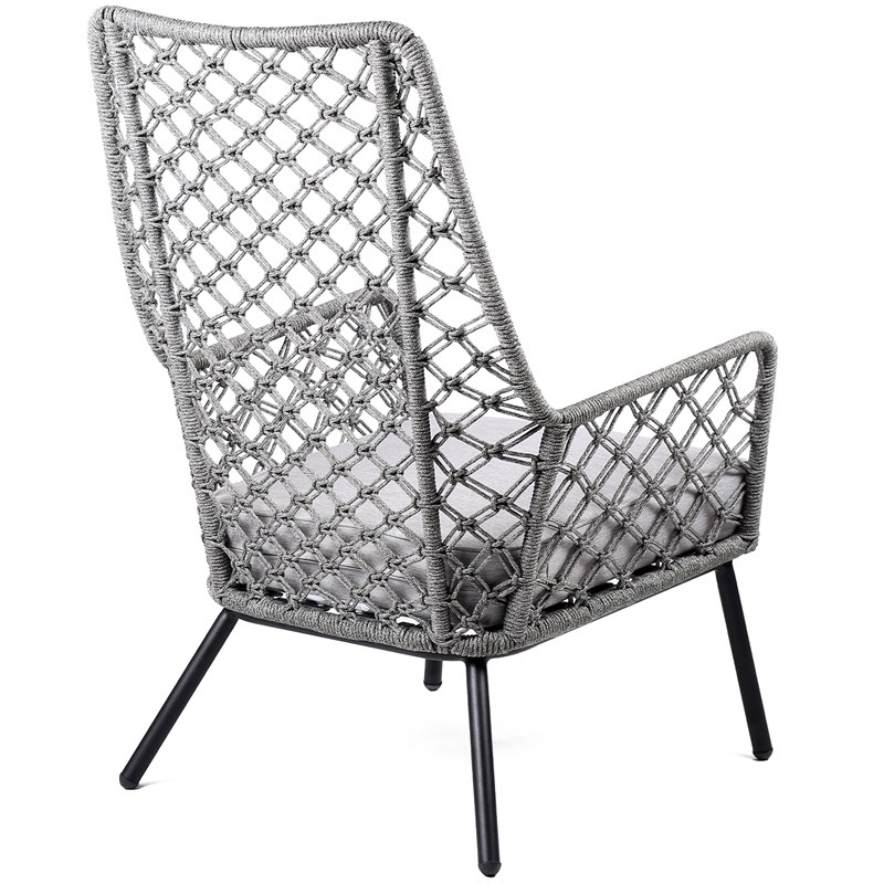 Armen Living Marco Modern Fabric/Steel Outdoor Lounge Chair in Gray