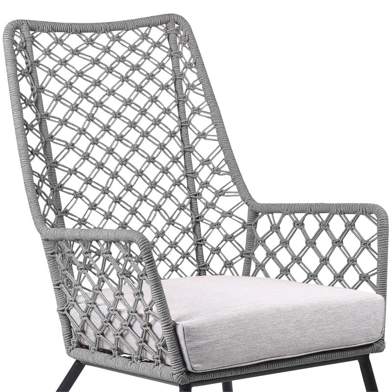 Armen Living Marco Modern Fabric/Steel Outdoor Lounge Chair in Gray