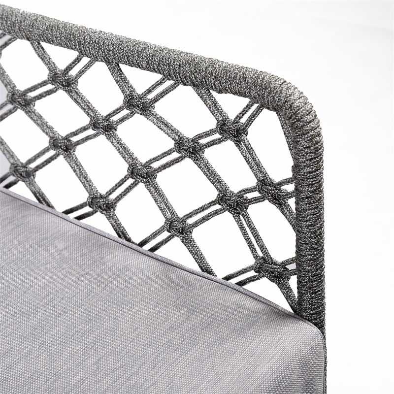 Armen Living Marco Modern Fabric/Steel Outdoor Lounge Chair in Gray