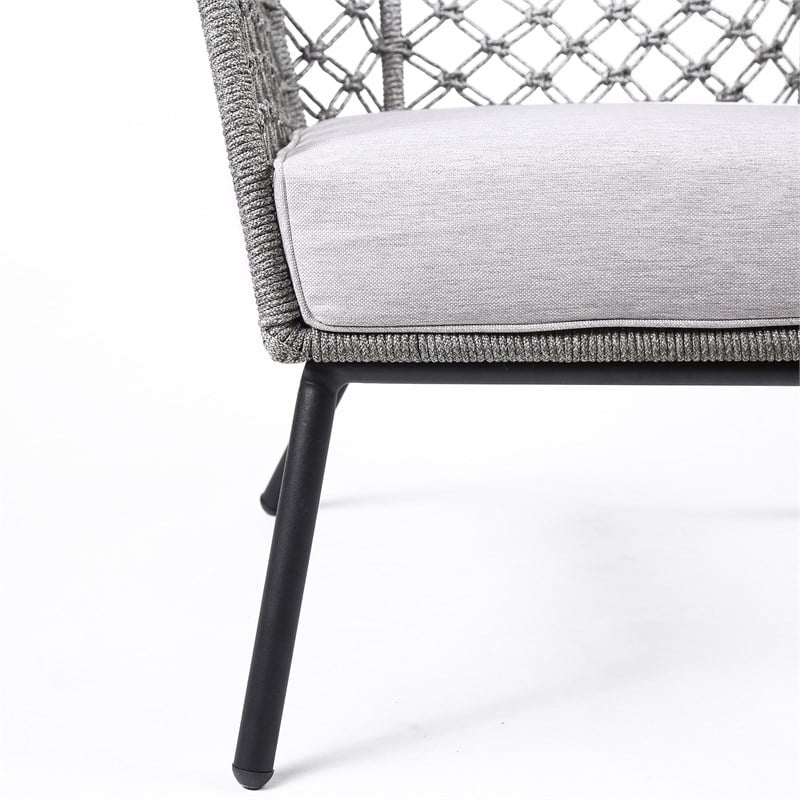 Armen Living Marco Modern Fabric/Steel Outdoor Lounge Chair in Gray
