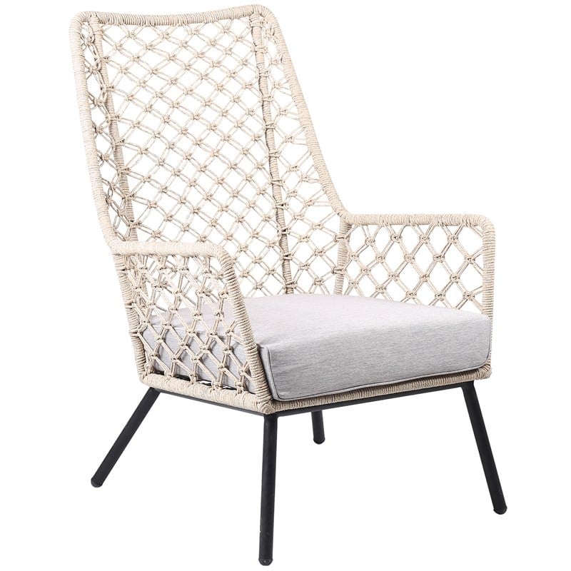 Armen Living Marco Modern Fabric/Steel Outdoor Lounge Chair in Natural Springs
