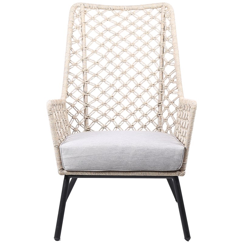Armen Living Marco Modern Fabric/Steel Outdoor Lounge Chair in Natural Springs