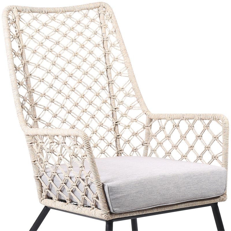 Armen Living Marco Modern Fabric/Steel Outdoor Lounge Chair in Natural Springs