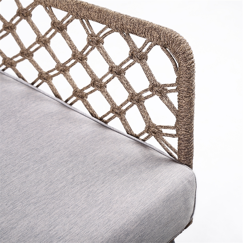 Armen Living Marco Modern Fabric/Steel Outdoor Lounge Chair in Truffle Brown