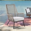 Armen Living Marco Modern Fabric/Steel Outdoor Lounge Chair in Truffle Brown