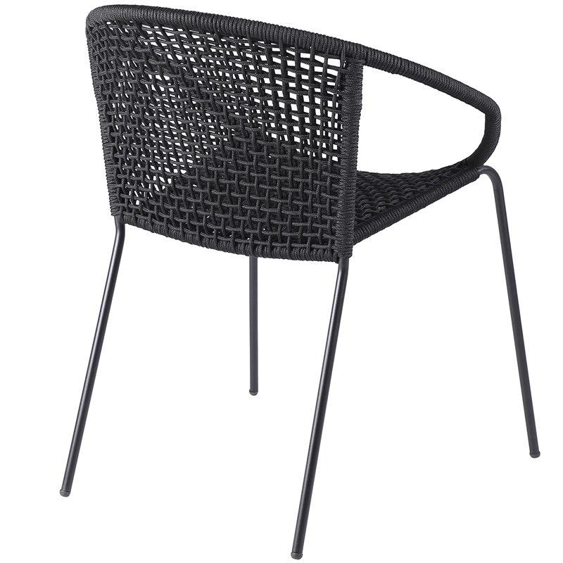 Armen Living Snack Fabric In-Outdoor Dining Chair in Black (Set of 2)