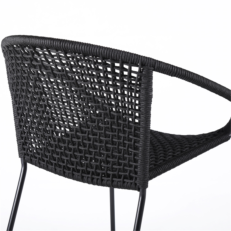 Armen Living Snack Fabric In-Outdoor Dining Chair in Black (Set of 2)