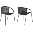 Armen Living Snack Fabric In-Outdoor Dining Chair in Black (Set of 2)