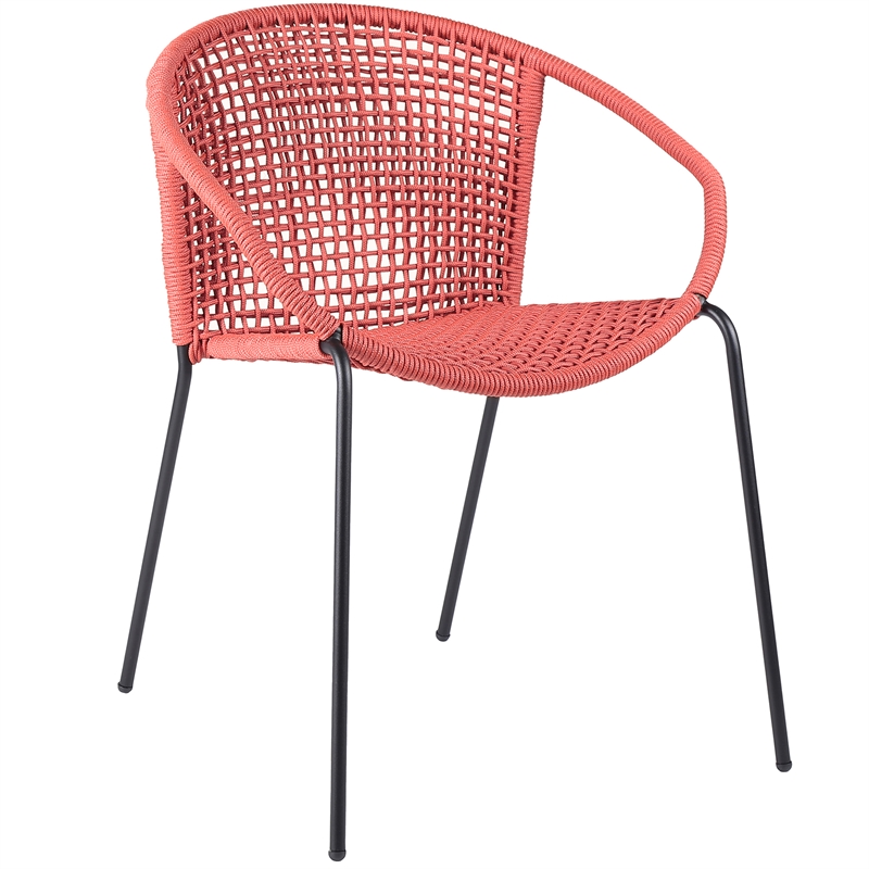 Armen Living Snack Fabric In-Outdoor Dining Chair in Brick Red/Black (Set of 2)