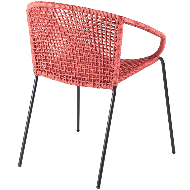 Armen Living Snack Fabric In-Outdoor Dining Chair in Brick Red/Black (Set of 2)