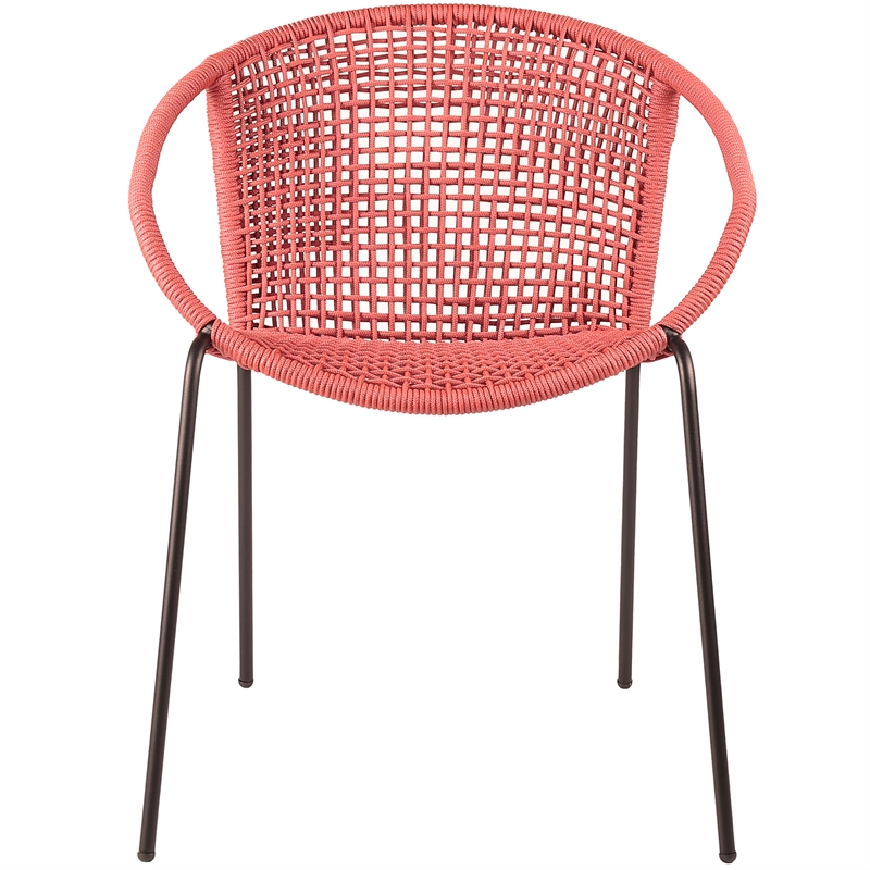 Armen Living Snack Fabric In-Outdoor Dining Chair in Brick Red/Black (Set of 2)