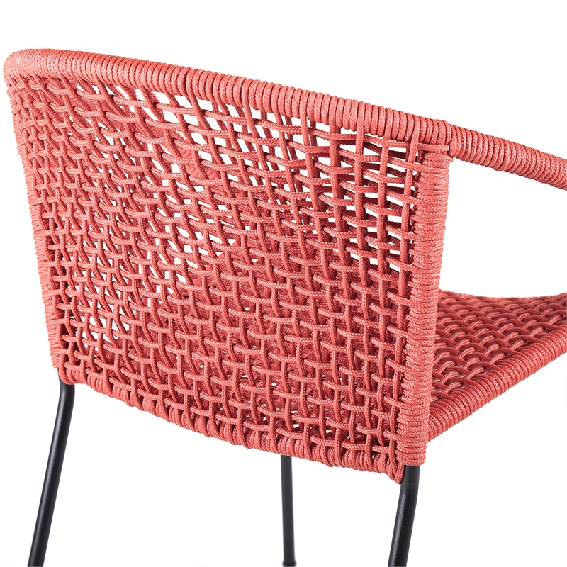 Armen Living Snack Fabric In-Outdoor Dining Chair in Brick Red/Black (Set of 2)