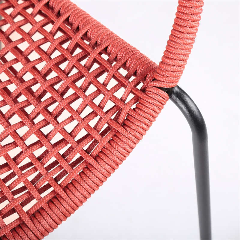 Armen Living Snack Fabric In-Outdoor Dining Chair in Brick Red/Black (Set of 2)