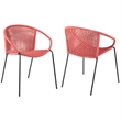 Armen Living Snack Fabric In-Outdoor Dining Chair in Brick Red/Black (Set of 2)