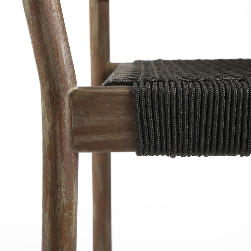 Armen Living Fineline and Doris 5PC Fabric Outdoor Dining Set in Brown/Charcoal