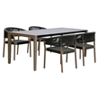 Armen Living Fineline and Doris 5PC Fabric Outdoor Dining Set in Brown/Charcoal
