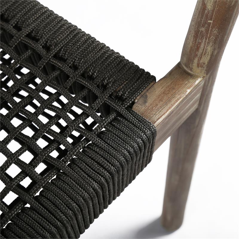 Armen Living Fineline and Doris 7PC Fabric Outdoor Dining Set in Brown/Charcoal