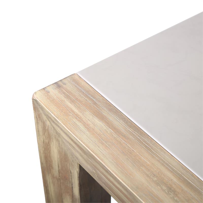 Armen Living Fineline and Doris 7PC Fabric Outdoor Dining Set in Brown/Charcoal