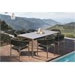 Armen Living Fineline and Doris 7PC Fabric Outdoor Dining Set in Brown/Charcoal
