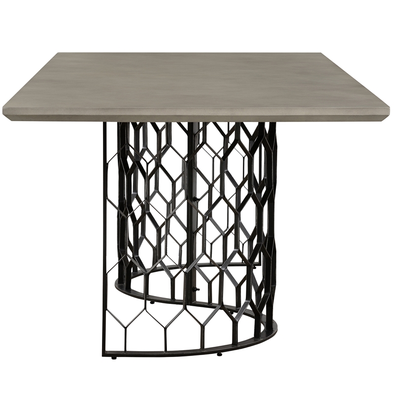Armen Living Solange Rectangular Metal & Concrete Dining Table in Black/Gray