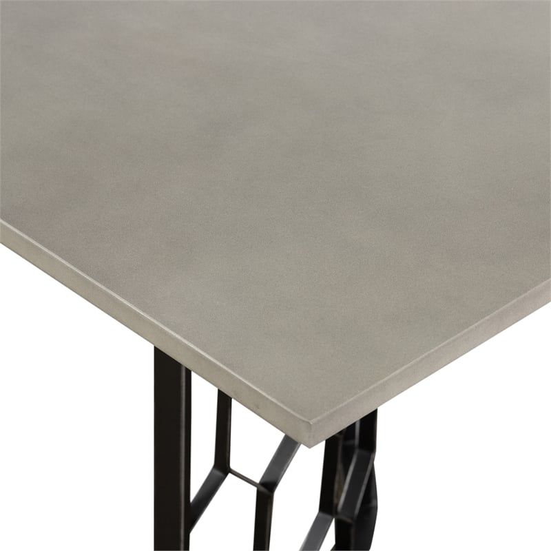 Armen Living Solange Rectangular Metal & Concrete Dining Table in Black/Gray