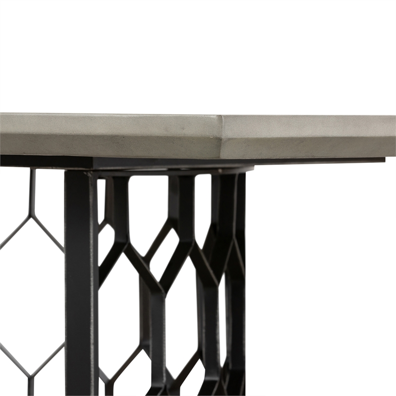 Armen Living Solange Rectangular Metal & Concrete Dining Table in Black/Gray