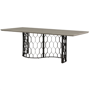 solange concrete and black metal rectangular dining table