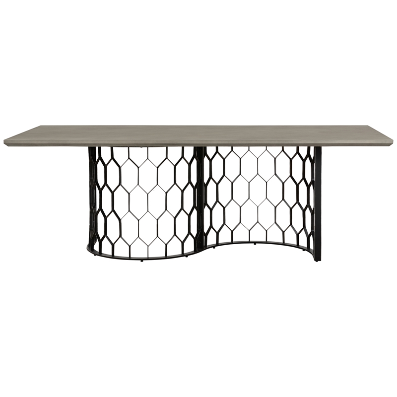 Armen Living Solange Rectangular Metal & Concrete Dining Table in Black/Gray