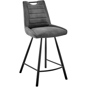 Armen Living Arizona 30&quot Modern Fabric and Metal Bar Stool in Charcoal/Black