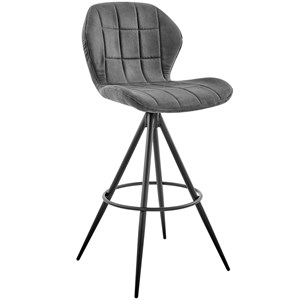 Armen Living Catalina 27&quot Fabric & Metal Counter Stool in Charcoal/Black