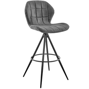 Armen Living Catalina 30&quot Modern Fabric and Metal Bar Stool in Charcoal/Black