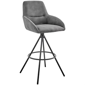 Armen Living Odessa 26&quot Modern Fabric & Metal Counter Stool in Charcoal/Black