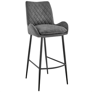 Armen Living Panama 26&quot Modern Fabric and Metal Counter Stool in Charcoal/Black