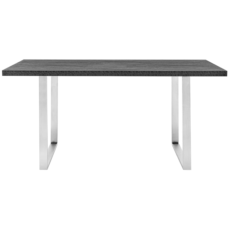 Armen Living Fenton Wood & Metal Dining Table in Charcoal/Stainless Steel
