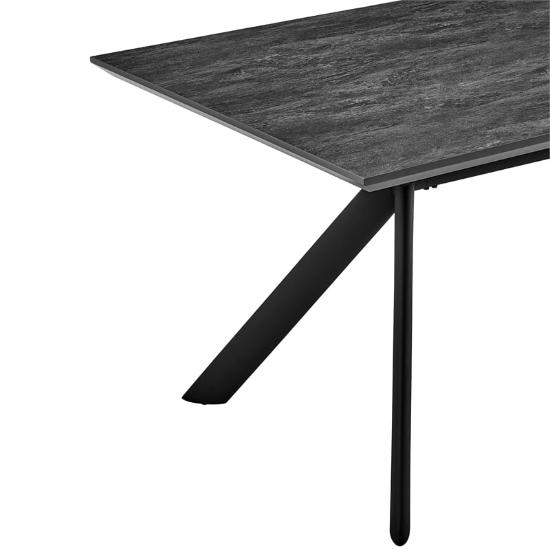 Armen Living Margot Rectangular Modern Metal Dining Table in Black/Charcoal