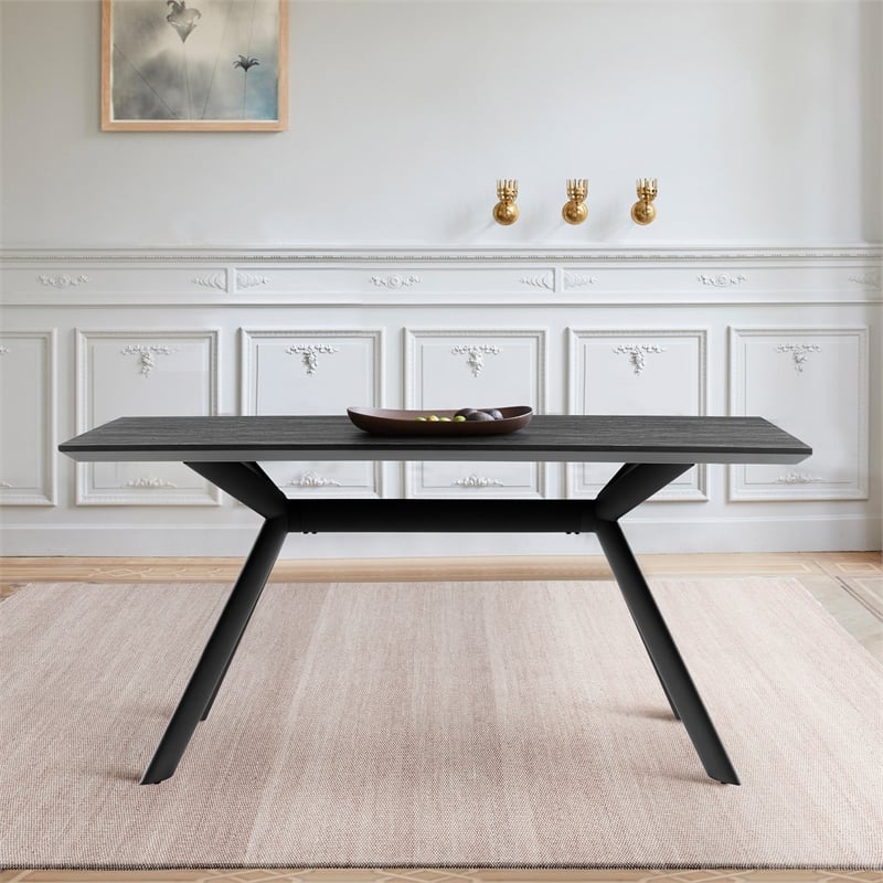 Armen Living Margot Rectangular Modern Metal Dining Table in Black/Charcoal