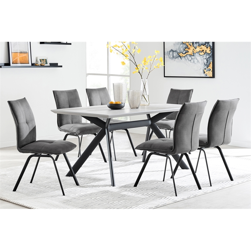 Armen Living Margot Rectangular Modern Metal Dining Table in Gray/Black